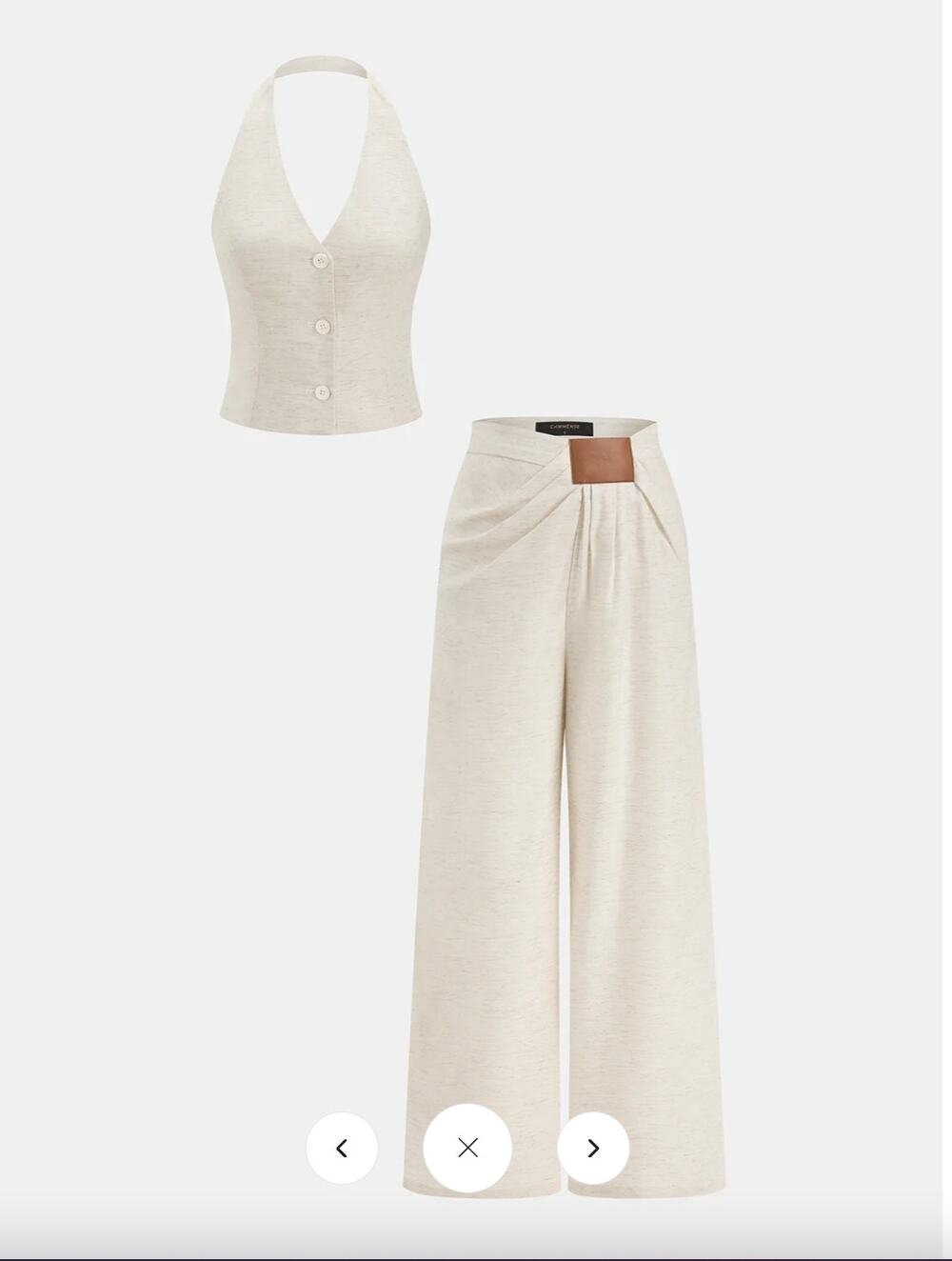 NWT Commense Linen Blend Halter Buttoned Top & Pants Set Sz XL